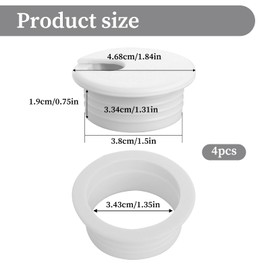 4Pcs 1-1/2" White Desk Grommet, 1.5Inch/38mm White ABS Plastic U-Shaped Desk Grommet, Plastic Cable Hole Cover, Plastic Grommet Cable Hole Cover, White Cable Hole Cover for Wire Cord Organizing