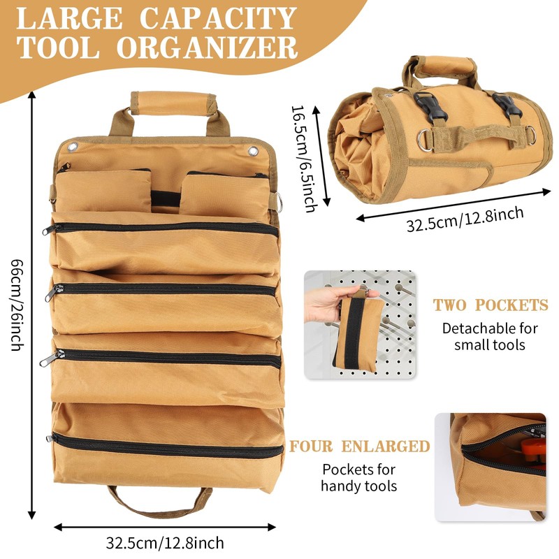 Tool Organizer Bag Foldable Roll Up Heavy Duty Mechanic Tool