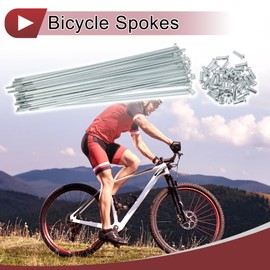 A ABSOPRO 36 Set 13G Bicycle Spokes 202mm Bike Wheel Spokes Galvanized Carbon Steel Silver Tone