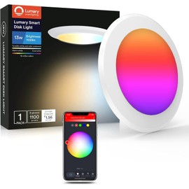 Lumary Smart Flush Mount Ceiling Lights 5/6 Inch, RGBWW WiFi LED Disk Light, Color Changing 2700-6500K Dimmable Recessed Lighting, Surface Mount, Compatible with Alexa/Google Assistant