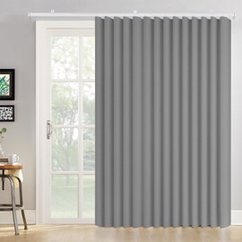 Room Divider Curtains with Flexible Curtain Track Set, Blackout Privacy Curtains Bendable Track Wall Mounted for Living Room Bedroom Separation, 1 Panel Gray Drape and White Rail, W108 x L72in