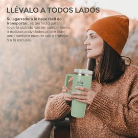 Hikeo Termo para Agua y Café 1.2 L Acero Inoxidable Antiderrames con Popote                                                                           