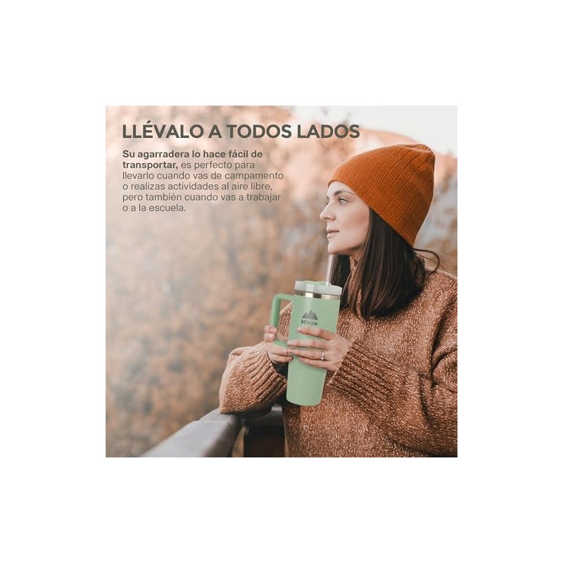 Hikeo Termo para Agua y Café 1.2 L Acero Inoxidable