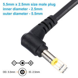 PATIKIL 1Ft 5.5mm x 2.5mm Male to Male DC Power Cable, 18AWG Wire Adapter 90 Degree Right Angle Extension Cord for LED Strip DVR Router Surveillance Camera