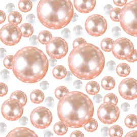 EGKamh 160 Pcs Floating Beads Pearls and 800 Pcs Clear Water Gel Beads, Pearls Decor Vase Filler Beads, Floating Beads for Centerpieces Vases Party Table Wedding (Pink,8/14/18mm)