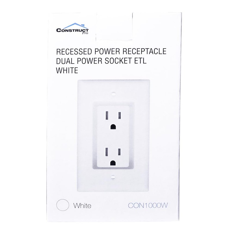 Construct Pro Single Gang Recessed Dual Power Tamper-Resistant Outlet (White)