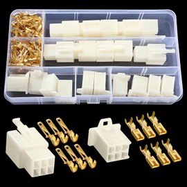 YIXISI 140 Pieces 6 Pin Automotive Electrical Cable Connector Kit, 2.8 mm Pitch Male Female Plug Housing and Pin Header Crimp Cable Clamps, for Motorcycle, Bicycle, Car, Boats