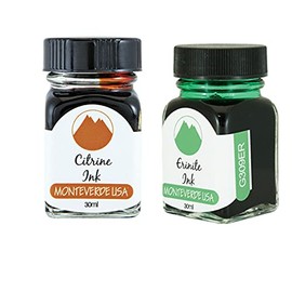 Monteverde 60ml Gemstone Fountain Pen Ink Bottle (30ml Erinite Ink Bottle G309ER, 30ml Citrine Ink Bottle G309CI)