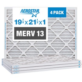 Aerostar 19 7/8x21 1/2x1 MERV 13 Pleated Air Filter, AC Furnace Air Filter, 4 Pack (Actual Size: 19 7/8" x 21 1/2" x 3/4")