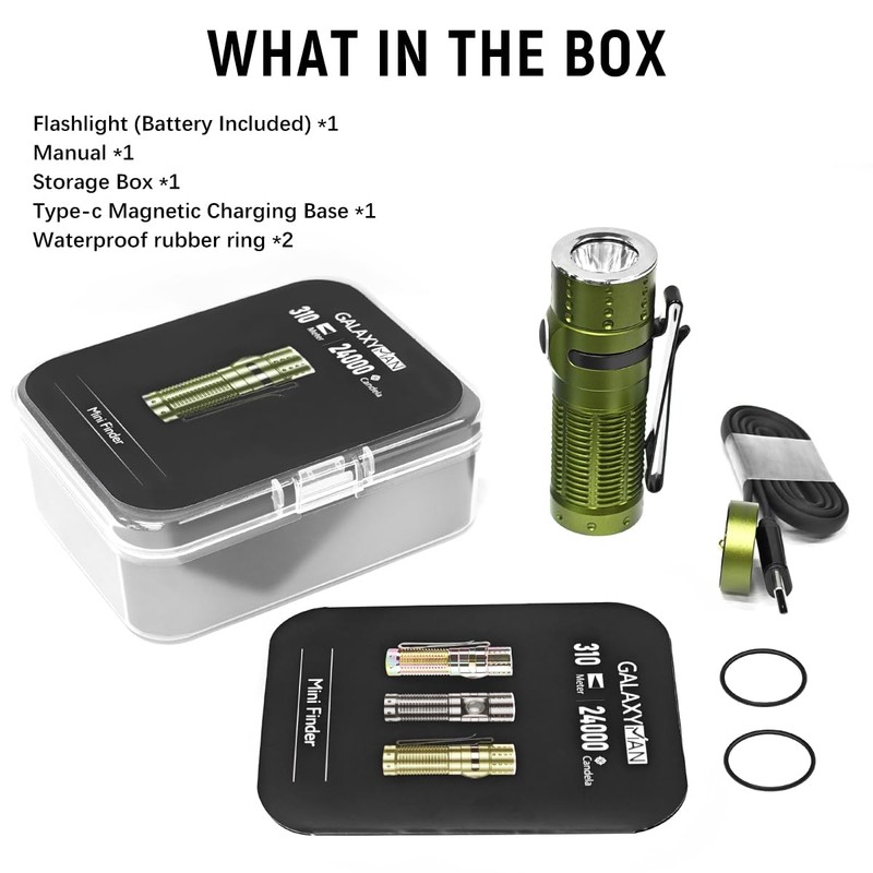 Galaxyman EDC Flashlight Rechargeable,1300 Lumen and 310M Long Throw LED