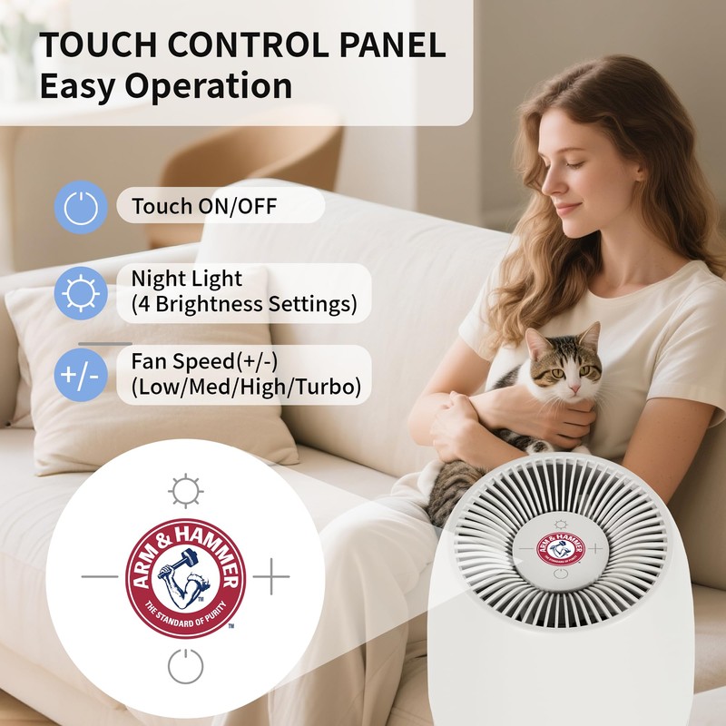 Air Purifiers for Home with Night Light, HEPA Filter Captures