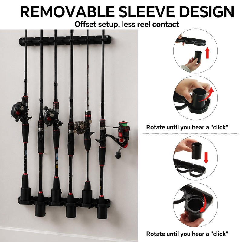 HITORHIKE Heavy Duty Fishing Rod Storage Rack, Wall/Ceiling Mount Vertical