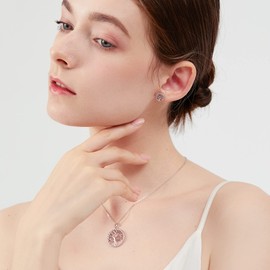 Lydreewam Tree of Life Flower Necklace for Women 925 Silver with Gift Box for Christmas Birthday Mother's Day Valentine's Day, Sterling Silver