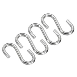 PATIKIL S Hooks, 4 Pack 3.4 Inch 304 Stainless Steel Multipurpose Hook for Hanging Hammock Stand Swing Plants Garage Workshop Utility Use, Silver Tone