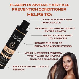XIVITAE Conditioner for Damaged Hair Fall Prevention with Biotech Placenta 250 ml - Moisturizing and Strengthening - Professional Deep Hair Conditioner with Organic Hazelnut Extract and Panthenol