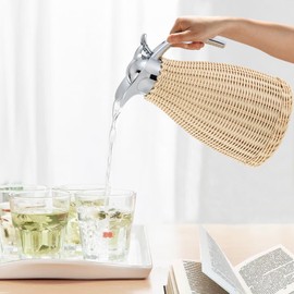 HinLIaDa Thermal Coffee Carafe for Keeping Hot, 1.5L/0.4Gal Stainless Steel Insulated Coffee Carafe Vacuum Insulated Thermal Carafe Coffee Water Pitcher w/Handle for Tea, Water and Coffee (Off white)