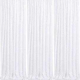 Sparkly Backdrop White Photo Backdground Curtain 3 Pack 2x8ft Sequin Fabric for Birthday Wedding Baby Shower Christmas Party Decorations