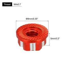 MECCANIXITY Hexagonal Nuts Aluminum M4 RC Wheel Hex Nuts Dustproof Anti-Skid Mount Cap for 1/10 RC Model Car Trucks Off Road Car Upgraded Parts Pack of 4(Red)