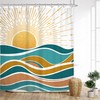 Glawry Abstract Ocean Sunrise Shower Curtain Sea Waves Sunset Bathroom