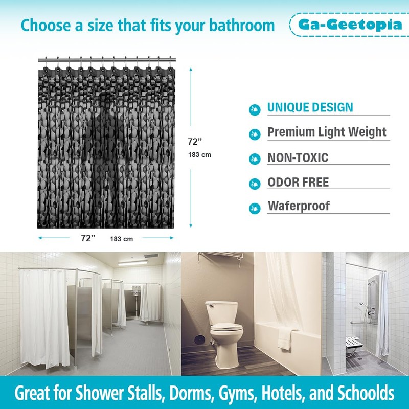Ga-Geetopia EVA 3D Black Pearl Plastic Shower Curtain Liner -
