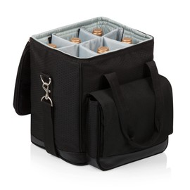 LEGACY - a Picnic Time Brand Cellar Insulated Six Bottle Wine Tote, Black,12.5 x 11 x 13 Inches