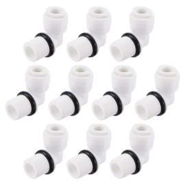 Recogwood 10Pcs Elbow Water Filter Fitting Tube Connect, G1/4 Inch Male Thread to G1/4 Inch Plastic Ball Valves Pipe Tube Quick Connector for RO Reverse Osmosis Water Filter Fittings