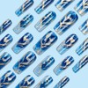 24Pcs Blue Press on Nails Medium Square Fake Nails with