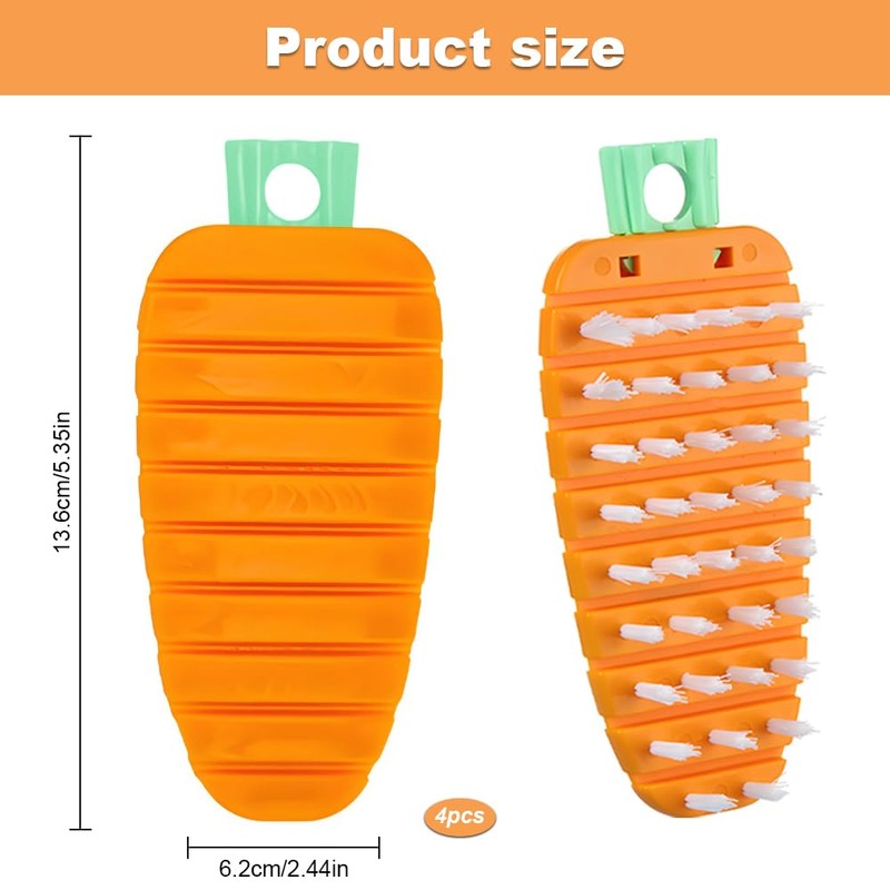4PCS Vegetable Brushes - Potato Scrubber, Carrot Shape Fruit Brush