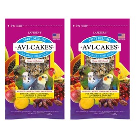 LAFEBER'S Fruit Delight Avi-Cakes Pet Bird Food, Made with Non-GMO and Human-Grade Ingredients, for Cockatiels Conures Parakeets (Budgies) Lovebirds (8 oz Pack of 2)