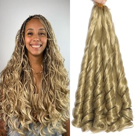 French Curl Braiding Hair 22 Inch 8 Packs Curly Braiding Hair Pre Stretched French Curl Crochet Braids extensions for braiding (24#, 22 Inch (Pack of 8))