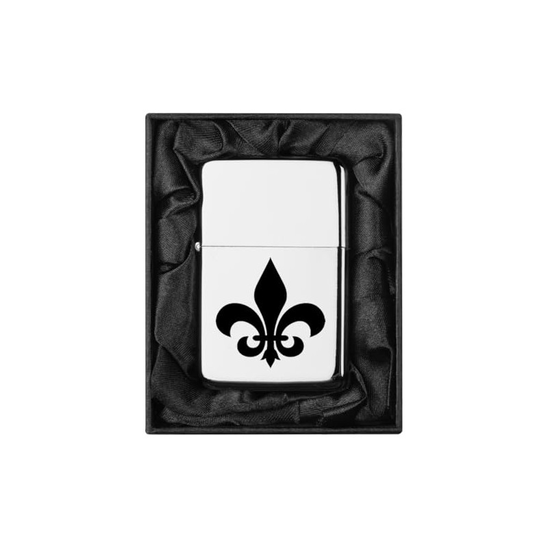Lighter in Black Silk Lined Gift Box Fleur-de-lis (Chrome)