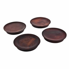 Twine Rustic Farmhouse Wine Glass Topper Appetizer Plates, Set of 4, Mahogany