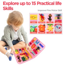 EVERGD Busy Board for Toddlers, 27 in 1 Montessori Sensory Board for 2 3 4 5 6 Year Old Girls Gifts, Educational Learning Toys for Fine Motor Skills, Activities Board Travel Toys on Plane or Car