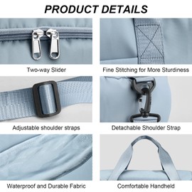 Travel Duffel Bag for Women Men, Sports Gym Bag with Shoes Compartment, Waterproof Travel Bag Overnight Bag with Dry Wet Separated Pocket, Carry Luggage Bag for Weekender, Sports, Gym, Travel (Blue)