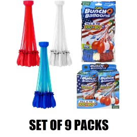 ZURU BUNCH O BALOONS RAPID FILL WATER BALLOONS 9 PACKS, RED/WHITE/BLUE *NEW
