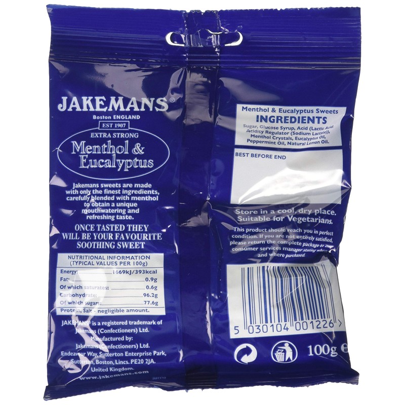 Jakemans Menthol & Eucalyptus Bags 100g (Pack of 1)