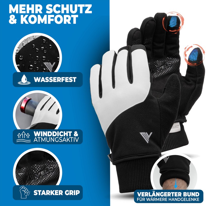 MIVELO Cycling Gloves with Thermal Fleece, Waterproof & Windproof Gloves,