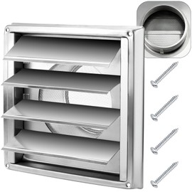 Cenipar Dryer Vent Cover,304 Stainless Steel Outside Vent Cover with Moving Lamellae(6-inch) Dryer Vent Cover Outside Metal Dryer Vent Cover