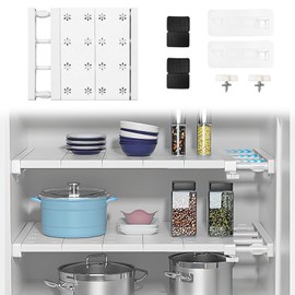 Adjustable Shelves Cupboard - 24 cm Wide, Adjustable Length 30-45 cm - Expandable Shelves Wardrobe, Nail-Free Telescopic Shelf Divider for Wardrobe, Cupboard, Kitchen, Bathroom