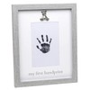 Soft Grey Framed My First Handprint Baby Photo Frame with Silver Teddy Bear