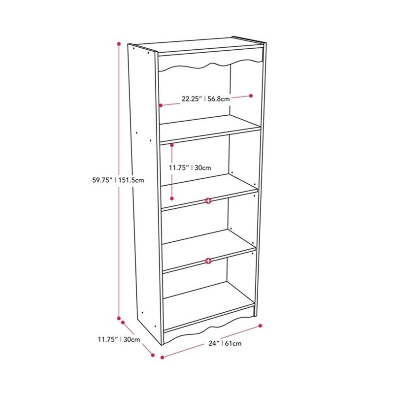 Sonax Hawthorn Tall Bookcase, 60", Frost White