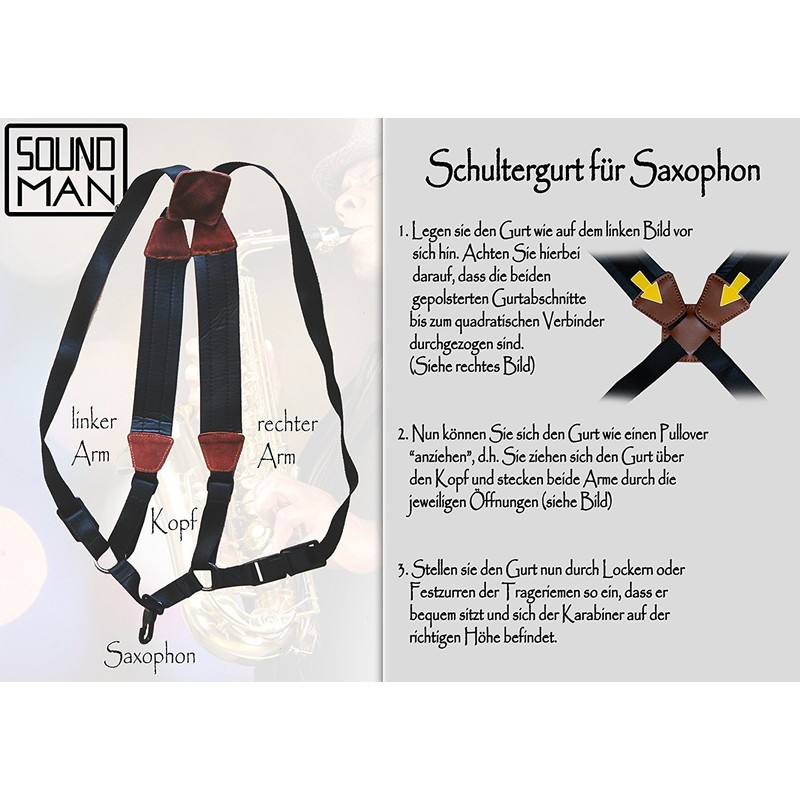 Soundman® saxophone harness alto tenor baritone (S: 4' 7'' -