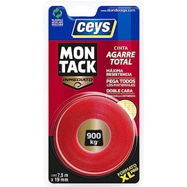 ceys Montack Cinta de agarre total instantánea XL 7,5 mts x 19 mm, cinta 7,5 m x 19 mm, rojo