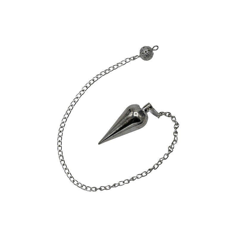 Péndulos de metal curativo para adivinación, cono de plata, acero
