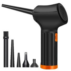 SNORF Aire Comprimido, Sopladora de Aire Inalámbrica con 80000 RPM, 3 Niveles de Velocidad, Batería 6000mAh, 5 Accesorios y LED