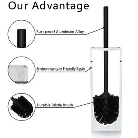Indecor Home Black Line Design Resin Toilet Bowl Holder and Brush Set, Stylish Bathroom Cleaning Tool with Durable Bristles, Compact and Functional