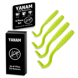 YANAM 4 Pack Tick Remover Tool Set, Tick Removal of Head and Body, Lightweight &Portable Painless Tool With Storage Box(GREEN)