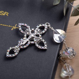 Lazo Para Boda Catolica - Lazo Para Boda, Wedding Lasso,Crystal Arras Para Boda Catolica with Jesus Christ, Lazos Para Bodas De Iglesia Para Novios, Lasso for Wedding Ceremony, Wedding Lasso Catholic Set, Wedding Rosary (Silver)