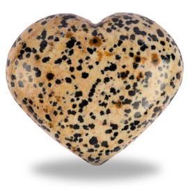 Dalmatian Jasper Heart Palm Stone, Heart Shaped Crystals and Healing Stones- Pocket Worry Stone for Anxiety and Stress Relief - Healing Crystals for Meditation, Reiki, Spiritual and Crystal Gifts