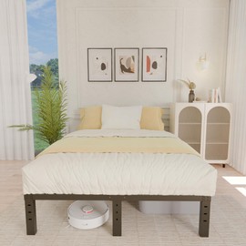 ALDRICH 12 Inch Metal California King Size Bed Frame - Double Black Basic Steel Slats Cali Platform, Easy Assembly Heavy Duty Noise Free Cal Bedframes, No Box Spring Needed